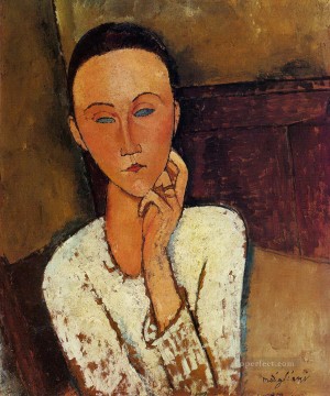 アメデオ・モディリアーニ Painting - 左手を頬に当てるルニア・チェチョフスカ 1918年 アメデオ・モディリアーニ